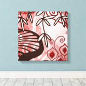 Crimson Garden – Abstract Botanical Pattern Art Pr Leinwanddruck (Insitu (Holzboden))