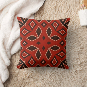 Crimson Geometric Kaleidoscope Kissen