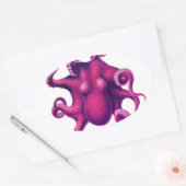Crimson Girly Octopus Ovaler Aufkleber (Umschlag)