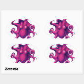 Crimson Girly Octopus Ovaler Aufkleber (Blatt)
