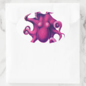 Crimson Girly Octopus Ovaler Aufkleber (Tasche)