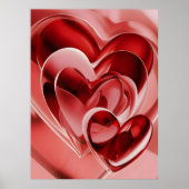 Crimson Glass Hearts - Modern Abstract Love Art Poster (Vorne)