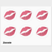 Crimson Glitzer Lips Print Runder Aufkleber (Blatt)