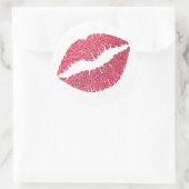 Crimson Glitzer Lips Print Runder Aufkleber (Tasche)