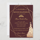 Crimson Glow Quinceañera Tiara Einladung (Rückseite)