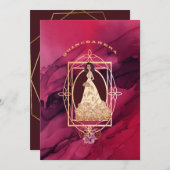 Crimson Glow Quinceañera Tiara Einladung (Vorne/Hinten)