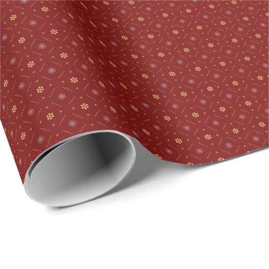 Crimson Gold Floral Geschenkwrap Geschenkpapier (Rolleneckpunkt)