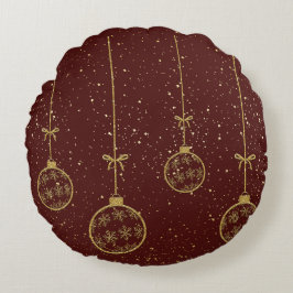 Crimson & Gold Ornament Christmas Round Pillow Rundes Kissen