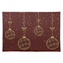 Crimson & Gold Ornament Weihnachten Stoff Platzset