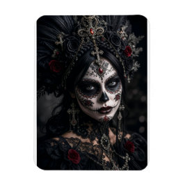 Crimson Gothic Calavera – Schwarze Rose Magnet