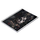 Crimson Gothic Calavera – Schwarze Rose Notizblock (Linke Seite)