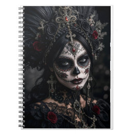 Crimson Gothic Calavera – Schwarze Rose Notizblock