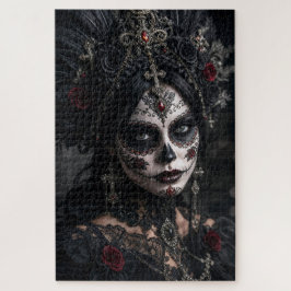 Crimson Gothic Calavera – Schwarze Rose Puzzle