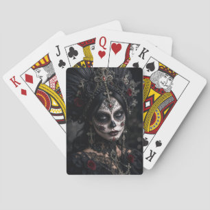 Crimson Gothic Calavera – Schwarze Rose Spielkarten