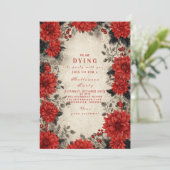 Crimson Gothic Floral Soirée Einladung (Stehend Vorderseite)