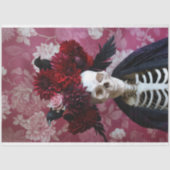 Crimson Gothic Skeleton Raven Halloween Decoupage Seidenpapier (Vorderseite)