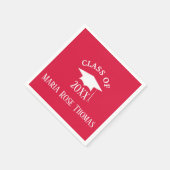 Crimson Grad Cap & Blätter Paper Napkins Serviette (Ecke)