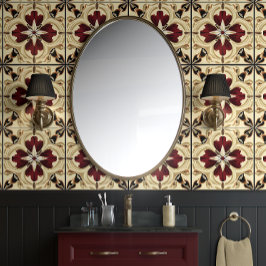 Crimson Grandeur - Rot, Beige, Schwarz - Tradition Tapete