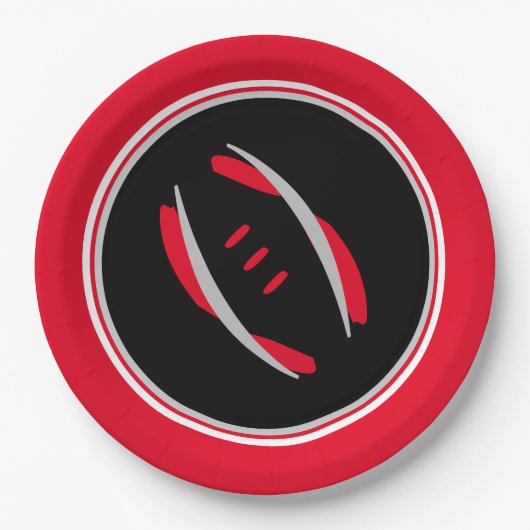 Crimson/Graue/Schwarzer Fußball 9" Teller (Vorderseite)