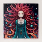 Crimson Haired Anime Female Puzzle (Vertikal)