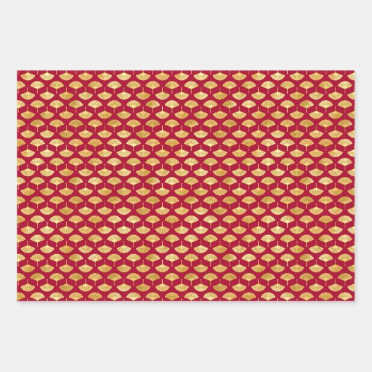 Crimson Harmony: Japanisches Musterverpackungspapi Geschenkpapier Set (Vorderseite 3)