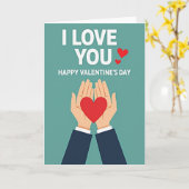 Crimson Heart Hands Love Card Karte (Gelbe Blume)