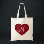 Crimson Heart - Monogramm Tragetasche<br><div class="desc">Dieser Leinensack weist ein formschön krummes Herz auf, überlagert von einem Vorlagentext Monogramm Herz. Klicken Sie auf "Anpassen", um das Bild des beschädigten Herzens zu verändern/neu zu positionieren und Text oder Monogramm mit der Wahl des Schriftartes, der Größe und der Farbe zu personalisieren. Großartiges Brautjunggeschenk.</div>