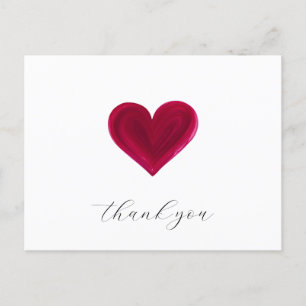Crimson Heart Wasserfarbe Herz Danke Postkarte