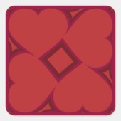 Crimson Hearts Pattern Quadratischer Aufkleber (Vorderseite)