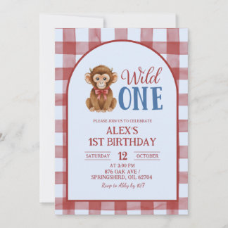 Crimson Heifer Bull First Birthday Invitation Einladung