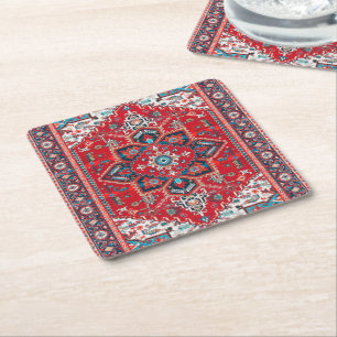 Crimson Heirloom: marokkanisches Erbe Rug Art Rechteckiger Pappuntersetzer