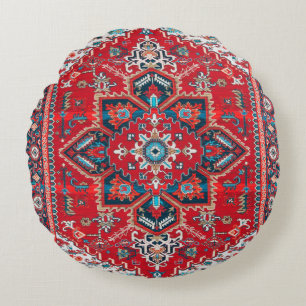 Crimson Heirloom: marokkanisches Erbe Rug Art Rundes Kissen