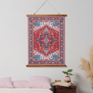 Crimson Heirloom: marokkanisches Erbe Rug Art Wandteppich Mit Holzrahmen
