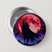 Crimson Howl: Cyberpunk-Wolf unter dem Blutmond Button (Vorne & Hinten)