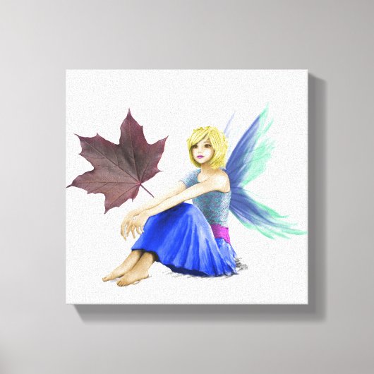 Crimson King Maple Tree Fairy mit Leaf Leinwanddruck (Vorderseite)