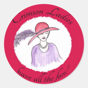 Crimson Ladys haben Spaß Runder Aufkleber