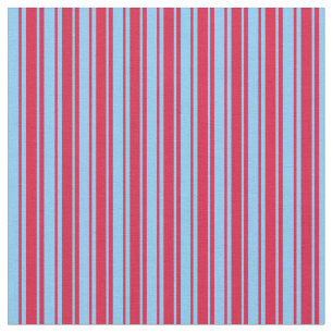 Crimson & Light Sky Blue Lined Muster Stoff