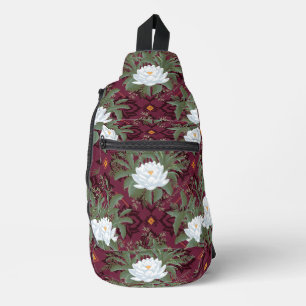 Crimson Lotus Elegance Muster - Der weiße Lotus Crossbody Bag