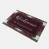 Crimson Lotus Elegance Muster - Der weiße Lotus Fußmatte (Schrägansicht)