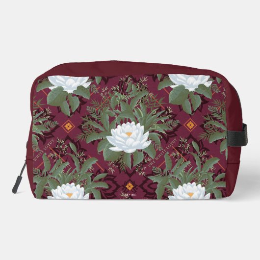 Crimson Lotus Elegance Muster - Der weiße Lotus Waschbeutel (Rückseite)