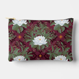 Crimson Lotus Elegance Muster - Der weiße Lotus Zubehörtasche