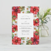 Crimson Lush Botanical Wedding Einladung (Stehend Vorderseite)