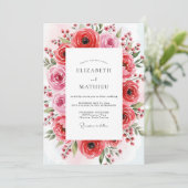Crimson Lush Spring Wedding Einladung (Stehend Vorderseite)