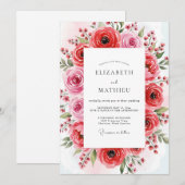 Crimson Lush Spring Wedding Einladung (Vorne/Hinten)