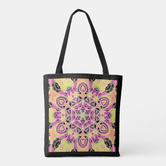 Crimson , Mandala in mehreren Farben Tasche (Rückseite)