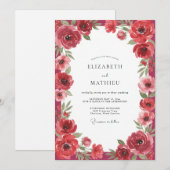 Crimson Mohn Hochzeit Einladung (Vorne/Hinten)