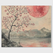 Crimson Moon Lakeside Ink Wash Geschenkpapier (Flach)