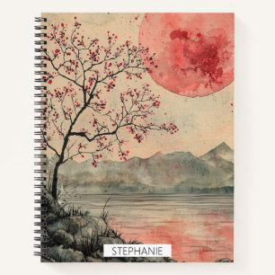 Crimson Moon Lakeside Ink Wash Notizblock