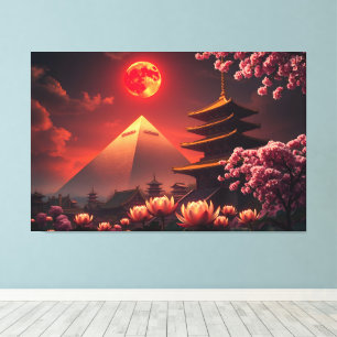 Crimson Moon: Lotus-Heiligtum Leinwanddruck