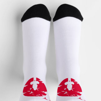 Crimson Moon Ninja - japanische Silhouette Art Socken